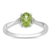 Sterling Silver Oval Peridot and Diamond-accented Ring