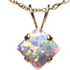 10k Yellow Gold Square-cut Created Opal Princess Necklace