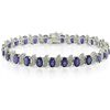 Silver Created Sapphire and Diamond Accent Tennis Bracelet