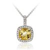Glitzy Rocks Sterling Silver Citrine and Diamond Accent Square Necklace