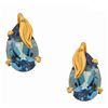 14k Yellow Gold Blue Topaz Leaf-accent Studs