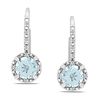 Sterling Silver Aquamarine and Diamond Accent Earrings
