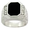 Icz Stonez Sterling Silver Men's Onyx CZ Ring