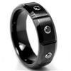 Tungsten Carbide Men's 1/6ct TDW Black Diamond Grooved Black Ring