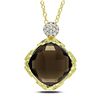 Goldtone Silver Smokey Quartz Diamond Accent Necklace