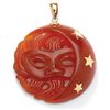 Angelina D'Andrea 10k Yellow Gold Red Jade Moon and Stars Pendant
