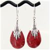 Image 1 : 25ct Coral And Sterling Drop Earrings (JEW-3845)