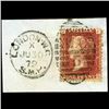 Image 1 : 1864 GB 1p Red Stamp w/ Nice Cancel On Piece (STM-0705)