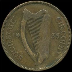 1933 Ireland 1/2p VF (COI-10135)