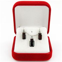 29.3ct Garnet White Gold Vermeil on Sterling Set (JEW-4182)