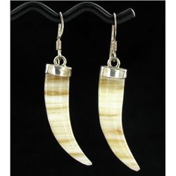 Sterling Agate Bead Horn Earrings (JEW-2012)