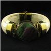 Image 1 : 680ct Bone & Ruby Zosite Bangle Bracelet (JEW-3846)