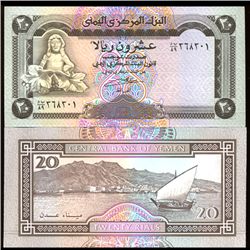 1990 Yemen 20 Rials Crisp Unc Note Note (COI-3821)