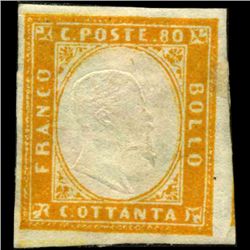 1855 RARE Italy Sardina 80c Stamp MINT NG (STM-1142)