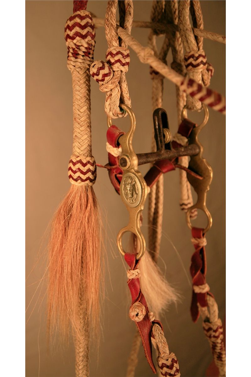Cecil Connors, braided rawhide headstall and buckaroo reins, with ...
