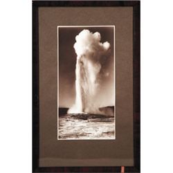 F.J. Haynes, Old Faithful, Silver Print, on original Haynes emboss mount, ca. 1910, 4 9/16” x 9 9/16