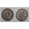 Image 2 : 2 scarce mercury dimes 1920-D XF/AU sharp & original, 1925-S XF