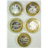 Image 1 : 5 SILVER CASINO TOKENS, FROM 5 DIFF. CASINOS