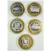 Image 1 : 5 DIFF. SILVER CASINO TOKENS, TRAINS AND AUTOS.
