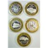 Image 2 : 5 DIFF. SILVER CASINO TOKENS, TRAINS AND AUTOS.