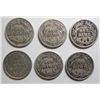 Image 2 : 6 Barber Dimes 1907,07-S (scarce) 09,11-D,13,14 all XF a nice matched lot