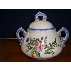 French hand painted earthenware tureen signed