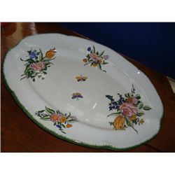 French hand painted earthenware large platter signed
