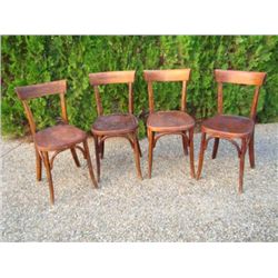 Set of 4 old French Parisian Bistro chairs circa 1920