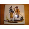 Image 1 : French masonic table mat earthenware w painted symbols