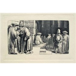 Rembrandt JEWS IN THE SYNAGOGUE Etching