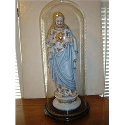 Antique religious statue of Jesus Christ under glass