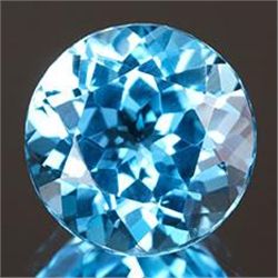 FLAWLESS 7.83ct Round Natural Swiss Blue TopazMWF1816