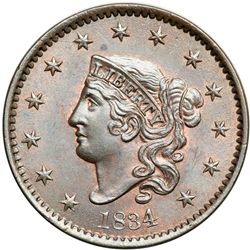 1834 N-4 R2 Large 8, Small Stars, Medium Letters MS64