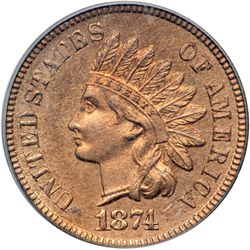 1874 Indian Head 1C PF65 RD