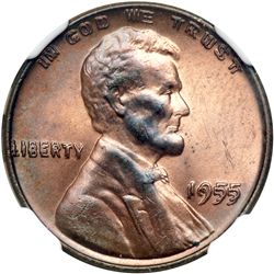 1955 Lincoln 1C. Dbld Die Obv NGC MS62 RB