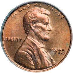 1972 Lincoln 1C. Dbld Die Obv