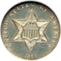 1863 Silver 3C NGC MS63