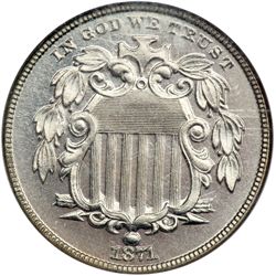 1871 Shield 5C NGC PF66 CAM