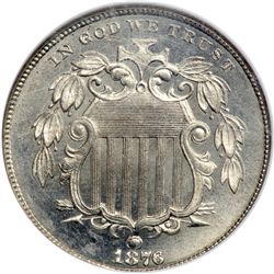 1876 Shield 5C NGC MS65