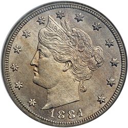 1884 Liberty 5C NGC MS66
