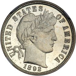1892 Barber 10C NGC PF66 CAM