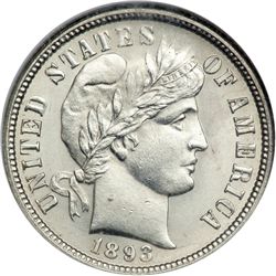 1893-O Barber 10C NGC MS65