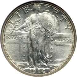 1916 Liberty Standing 25C NGC MS65FH