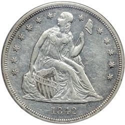 1842 Liberty Seated $1 NGC AU53