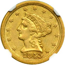 1843-C $2.50 Liberty. Lg Date, Plain 4 NGC EF45