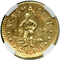 1909 WA Gold 1/4 DWT NGC Token MS63