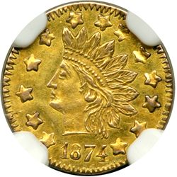 1874 Half Dollar Round. NGC AU58