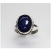 Image 1 : NATURAL 5.26 GRAMS LAPIS ROUND RING .925 STERLING SILVE