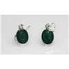 Image 1 : NATURAL 3.58 GRAMS EMERALD OVAL EARRINGS .925 STERLING