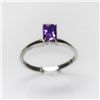Image 1 : Natural 4.25 ctw Amethyst Emerald .925 Sterling Ring